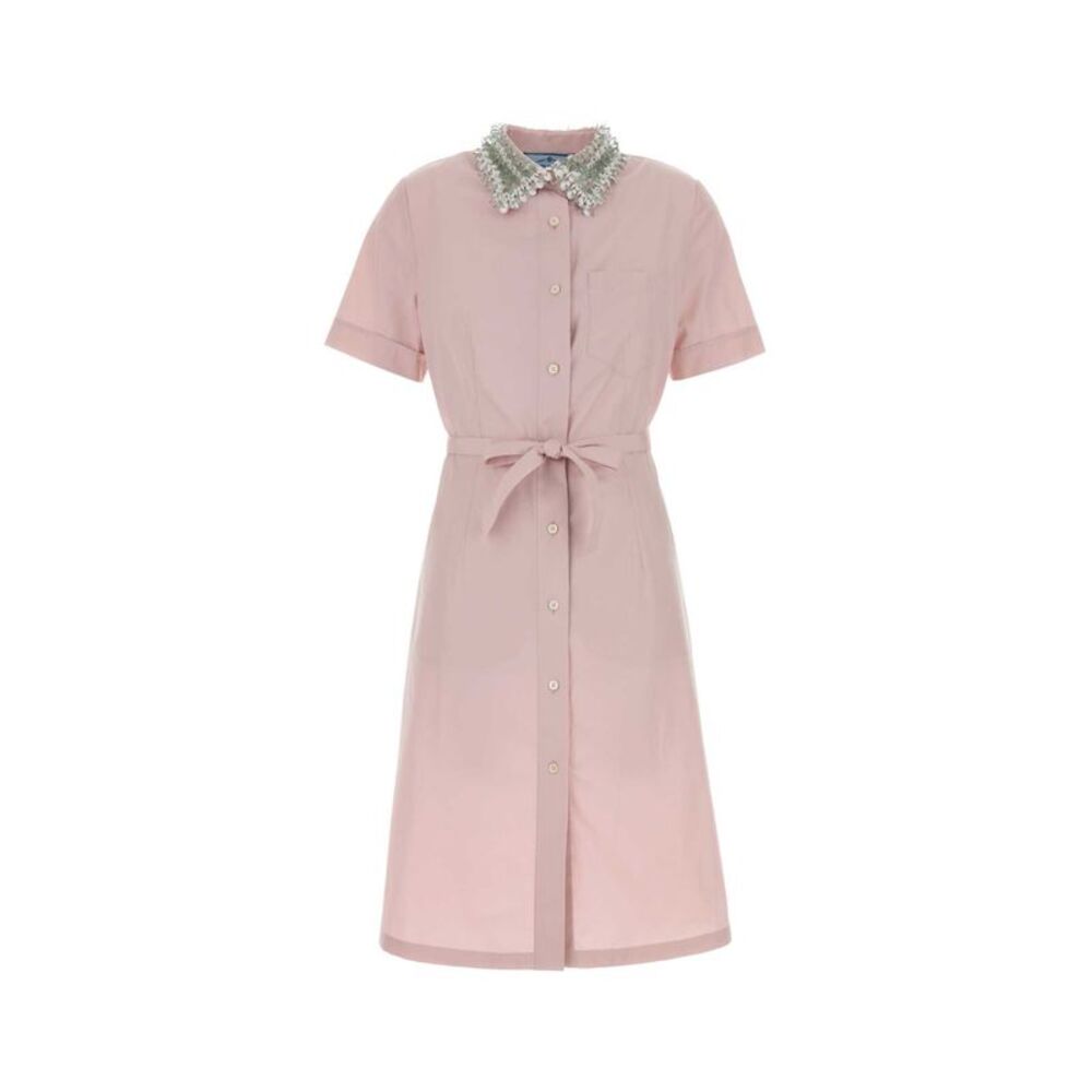 Prada Women Pastel Pink Poplin Shirt Dress